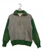 WAREHOUSEウエアハウス）の古着「ツートンハーフジップスウェット」｜グリーン