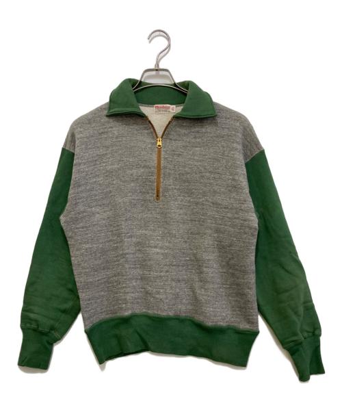 WAREHOUSE（ウエアハウス）WAREHOUSE (ウエアハウス) ツートンハーフジップスウェット グリーン サイズ:40の古着・服飾アイテム
