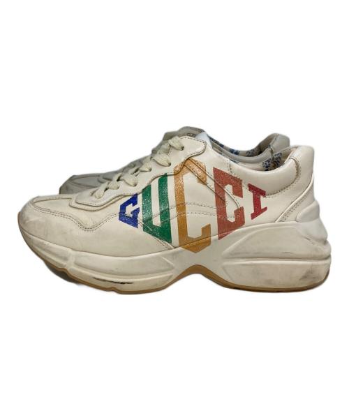 GUCCI（グッチ）GUCCI (グッチ) グリッターロゴスニーカー アイボリー サイズ:３５1/2の古着・服飾アイテム