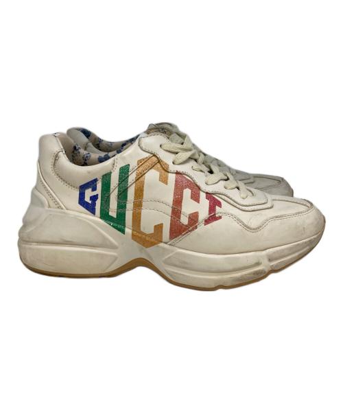 GUCCI（グッチ）GUCCI (グッチ) グリッターロゴスニーカー アイボリー サイズ:３５1/2の古着・服飾アイテム