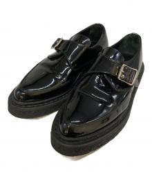 Saint Laurent Paris（サンローランパリ）の古着「エナメルモンクストラップシューズ　DM 362304」｜ブラック