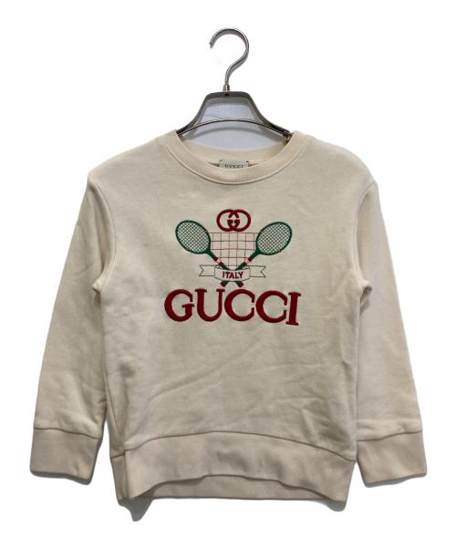 GUCCI（グッチ）GUCCI (グッチ) テニスロゴ刺繍スウェット　586138 XJBHC アイボリー サイズ:キッズ　6の古着・服飾アイテム