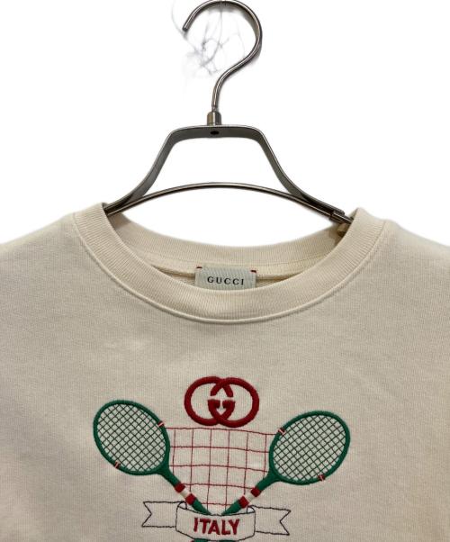 GUCCI（グッチ）GUCCI (グッチ) テニスロゴ刺繍スウェット　586138 XJBHC アイボリー サイズ:キッズ　6の古着・服飾アイテム