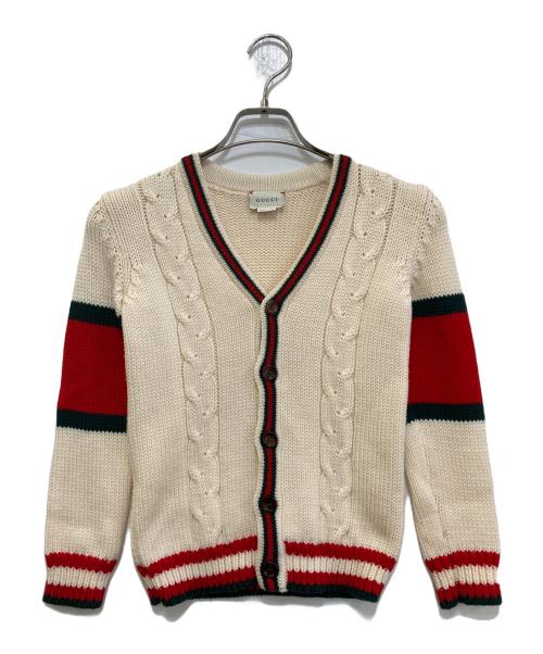 GUCCI（グッチ）GUCCI (グッチ) ニットカーディガン　512524 X1577 アイボリー×レッド サイズ:キッズ　6の古着・服飾アイテム