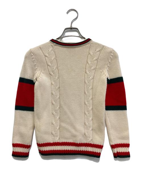 GUCCI（グッチ）GUCCI (グッチ) ニットカーディガン　512524 X1577 アイボリー×レッド サイズ:キッズ　6の古着・服飾アイテム