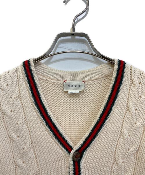 GUCCI（グッチ）GUCCI (グッチ) ニットカーディガン　512524 X1577 アイボリー×レッド サイズ:キッズ　6の古着・服飾アイテム