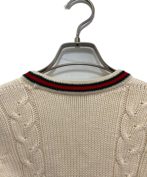 GUCCI（グッチ）GUCCI (グッチ) ニットカーディガン　512524 X1577 アイボリー×レッド サイズ:キッズ　6の古着・服飾アイテム