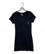 CHROME HEARTSクロムハーツ）の古着「カットオフ加工VネックTシャツ」｜ブラック
