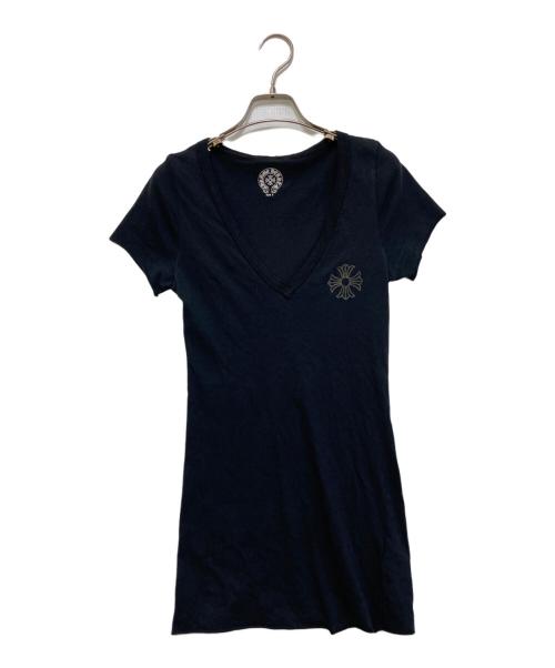 CHROME HEARTS（クロムハーツ）CHROME HEARTS (クロムハーツ) カットオフ加工VネックTシャツ ブラック サイズ:Sの古着・服飾アイテム