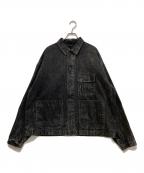 and wanderアンドワンダー）の古着「bleach twill shirts jacket　574-6181104」｜ブラック