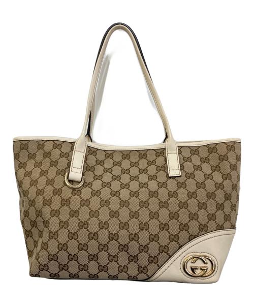 GUCCI（グッチ）GUCCI (グッチ) ニューブリット GGキャンバス トートバッグ 169946 アイボリーの古着・服飾アイテム