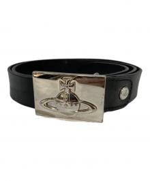 Vivienne Westwood（ヴィヴィアンウエストウッド）の古着「LINE ORB SQUARE BUCKLE BELT」｜ブラック