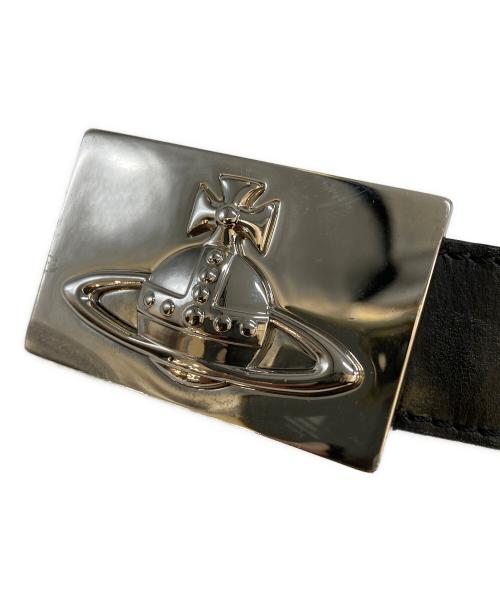 Vivienne Westwood（ヴィヴィアンウエストウッド）Vivienne Westwood (ヴィヴィアンウエストウッド) LINE ORB SQUARE BUCKLE BELT ブラックの古着・服飾アイテム