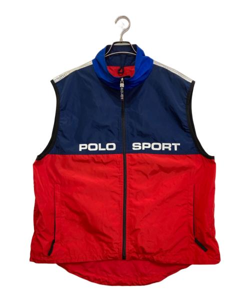 POLO SPORT（ポロスポーツ）POLO SPORT (ポロスポーツ) ジップアップベスト レッド×ネイビー サイズ:XLの古着・服飾アイテム