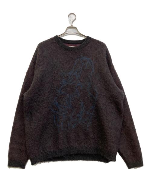 YOKE（ヨーク）YOKE (ヨーク) 3COLOR JACQUARD MOHAIR SWEATER　YK23FW0579S ブラック×レッド サイズ:3の古着・服飾アイテム