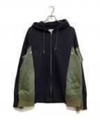sacaiサカイ）の古着「Sponge Sweat × MA-1 Hoodie　SCM-036」｜ネイビー×カーキ