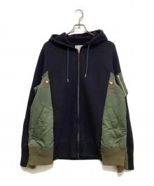 sacai（サカイ）の古着「Sponge Sweat × MA-1 Hoodie　SCM-036」｜ネイビー×カーキ