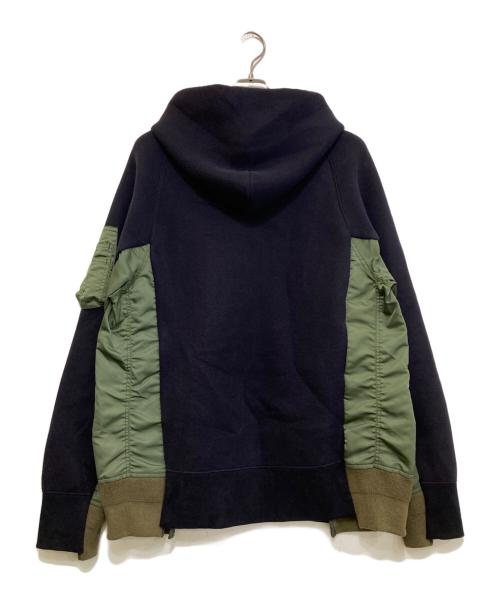 sacai（サカイ）sacai (サカイ) Sponge Sweat × MA-1 Hoodie　SCM-036 ネイビー×カーキ サイズ:3の古着・服飾アイテム