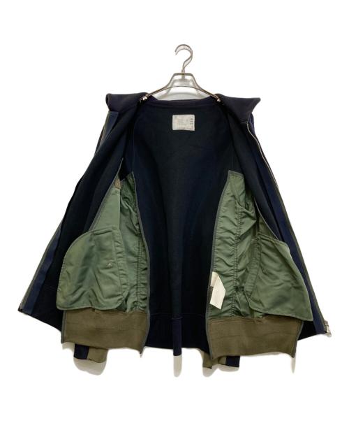 sacai（サカイ）sacai (サカイ) Sponge Sweat × MA-1 Hoodie　SCM-036 ネイビー×カーキ サイズ:3の古着・服飾アイテム