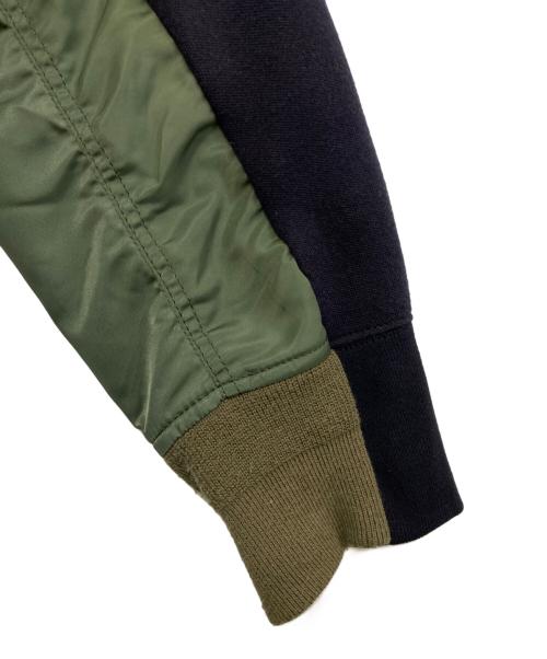 sacai（サカイ）sacai (サカイ) Sponge Sweat × MA-1 Hoodie　SCM-036 ネイビー×カーキ サイズ:3の古着・服飾アイテム