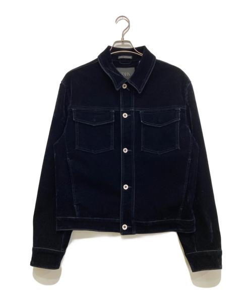 ZARA（ザラ）ZARA (ザラ) フロッキーベルベットジャケット　8491/707/407 ネイビー サイズ:Lの古着・服飾アイテム