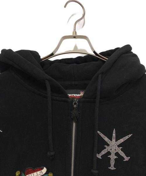 unknown（アンノウン）unknown (アンノウン) Ed Hardy (エド ハーディー) ジップパーカー ブラック サイズ:Lの古着・服飾アイテム