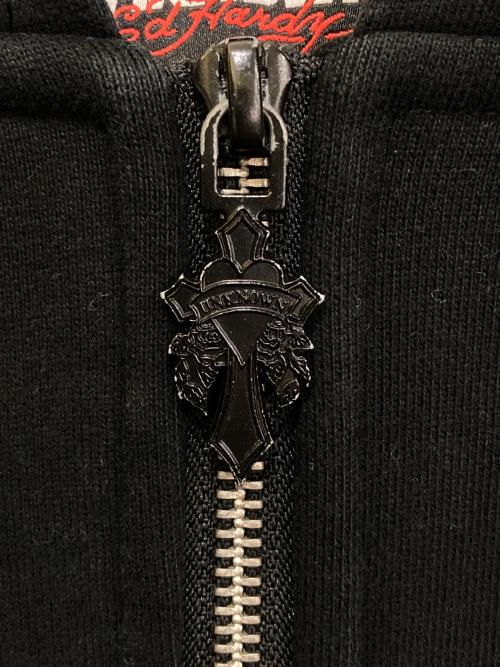 unknown（アンノウン）unknown (アンノウン) Ed Hardy (エド ハーディー) ジップパーカー ブラック サイズ:Lの古着・服飾アイテム