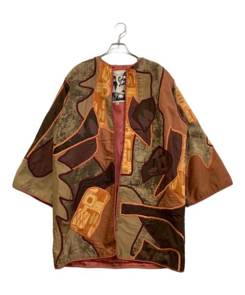Judith Roberts（ジュディスロバーツ）Judith Roberts (ジュディスロバーツ) ノーカラーパッチワークコート ブラウン サイズ:6の古着・服飾アイテム