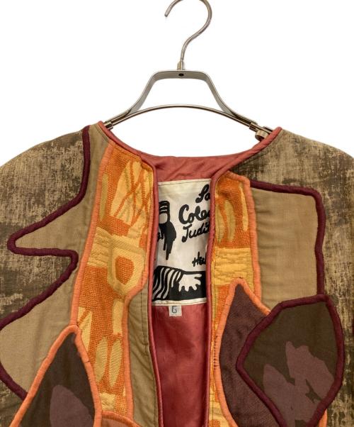 Judith Roberts（ジュディスロバーツ）Judith Roberts (ジュディスロバーツ) ノーカラーパッチワークコート ブラウン サイズ:6の古着・服飾アイテム