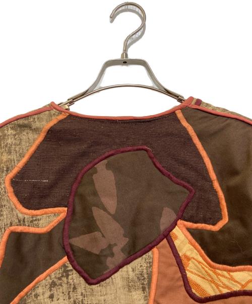 Judith Roberts（ジュディスロバーツ）Judith Roberts (ジュディスロバーツ) ノーカラーパッチワークコート ブラウン サイズ:6の古着・服飾アイテム