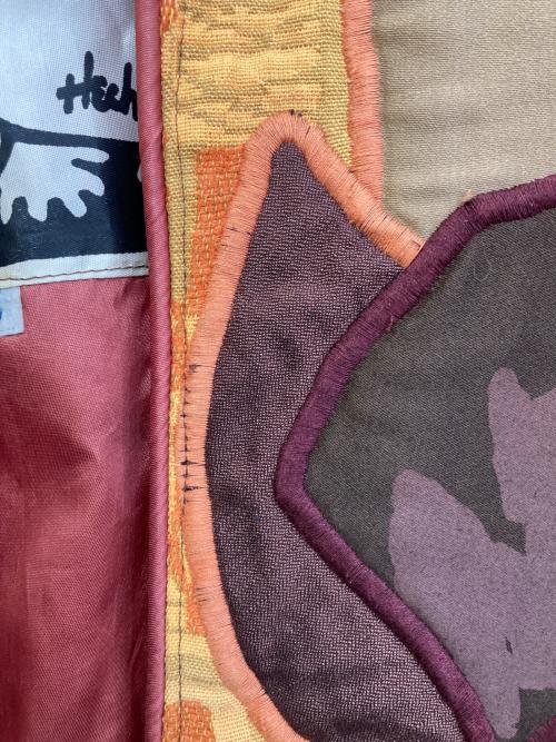Judith Roberts（ジュディスロバーツ）Judith Roberts (ジュディスロバーツ) ノーカラーパッチワークコート ブラウン サイズ:6の古着・服飾アイテム