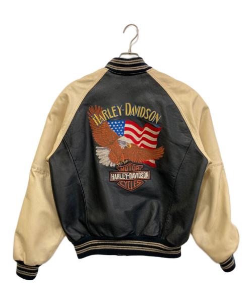 HARLEY-DAVIDSON（ハーレーダビッドソン）HARLEY-DAVIDSON (ハーレーダビッドソン) スタジアムレザージャケット ブラック サイズ:Mの古着・服飾アイテム