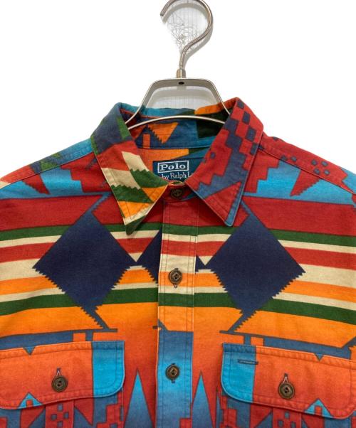 POLO RALPH LAUREN（ポロ・ラルフローレン）POLO RALPH LAUREN (ポロ・ラルフローレン) ネイティブシャツ レッド×ブルー サイズ:Sの古着・服飾アイテム