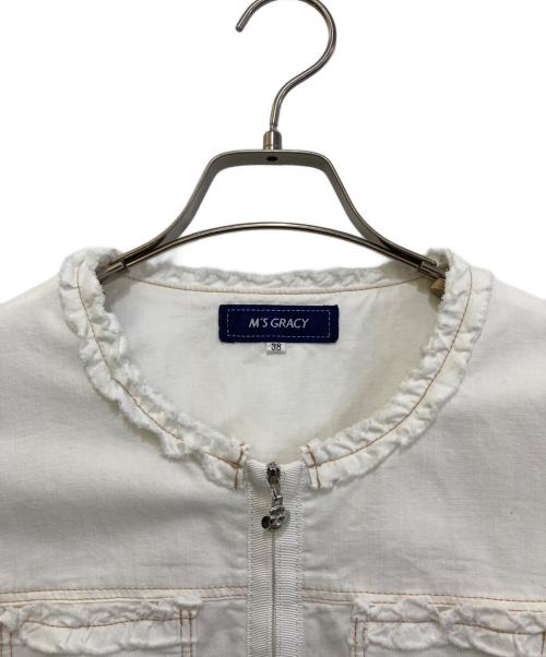 M'S GRACY（エムズグレイシー）M'S GRACY (エムズグレイシー) ノーカラージャケット　JY-314318 ホワイト サイズ:38の古着・服飾アイテム