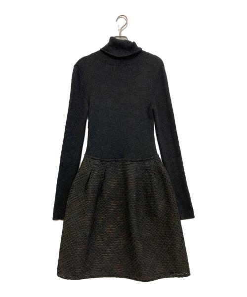 FOXEY（フォクシー）FOXEY (フォクシー) 異素材ニットワンピース　34839-A0FY13U-2 グレー サイズ:38の古着・服飾アイテム