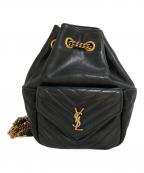Saint Laurent Parisサンローランパリ）の古着「ジョー マテラッセ シェブロン レザー ミニ バケットバッグ　GUE701631」｜ブラック