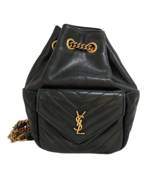 Saint Laurent Paris（サンローランパリ）Saint Laurent Paris (サンローランパリ) ジョー マテラッセ シェブロン レザー ミニ バケットバッグ　GUE701631 ブラックの古着・服飾アイテム