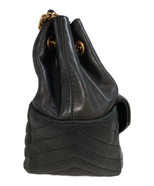 Saint Laurent Paris（サンローランパリ）Saint Laurent Paris (サンローランパリ) ジョー マテラッセ シェブロン レザー ミニ バケットバッグ　GUE701631 ブラックの古着・服飾アイテム