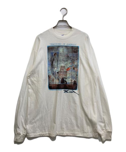 Hanes（ヘインズ）Hanes (ヘインズ) DISCOVERY OF AMERICA プリントカットソー ホワイト サイズ:LARGEの古着・服飾アイテム