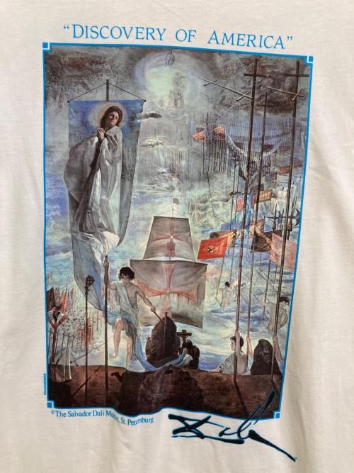 Hanes（ヘインズ）Hanes (ヘインズ) DISCOVERY OF AMERICA プリントカットソー ホワイト サイズ:LARGEの古着・服飾アイテム