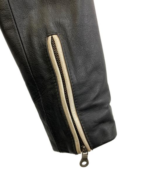 DUCATI（ドゥカティ）DUCATI (ドゥカティ) クラシックレザージャケット ブラック×ホワイト サイズ:46の古着・服飾アイテム