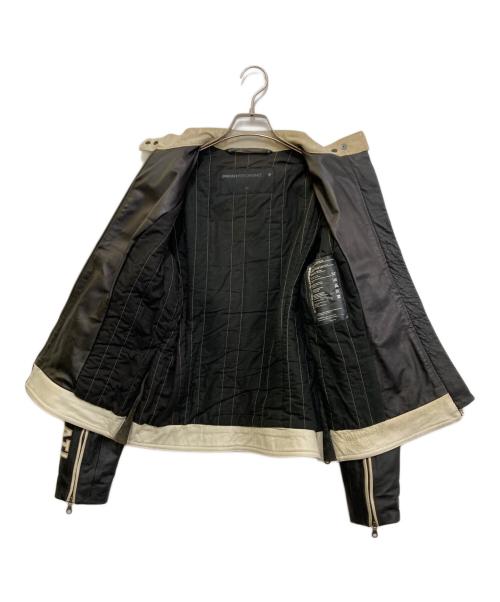 DUCATI（ドゥカティ）DUCATI (ドゥカティ) クラシックレザージャケット ブラック×ホワイト サイズ:46の古着・服飾アイテム