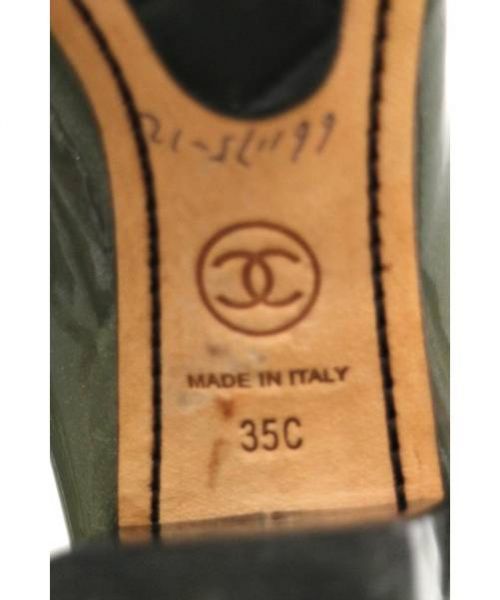 CHANEL（シャネル）CHANEL (シャネル) ココマークストレートチップパンプス カーキ サイズ:35C G26643の古着・服飾アイテム