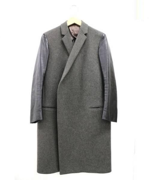 CELINE（セリーヌ）CELINE (セリーヌ) レザー切替チェスターコート ライトグレー サイズ:36 ユナイテッドアローズ取り扱い　イタリア製の古着・服飾アイテム