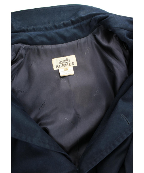 HERMES（エルメス）HERMES (エルメス) トレンチコート ネイビー サイズ:50 フランス製　国内代理店タグ無の古着・服飾アイテム
