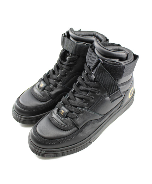 CHANEL（シャネル）CHANEL (シャネル) レザースニーカー ブラック サイズ:37 箱付の古着・服飾アイテム