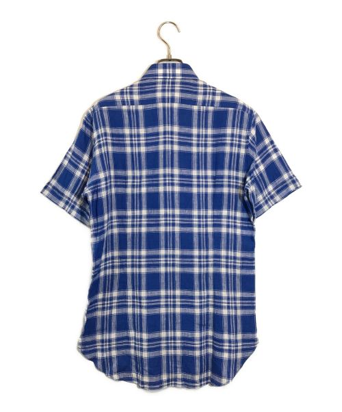 BEAMS F（ビームスエフ）BEAMS F (ビームスエフ) ワイドカラーリネンチェックシャツ ブルー サイズ:Sの古着・服飾アイテム