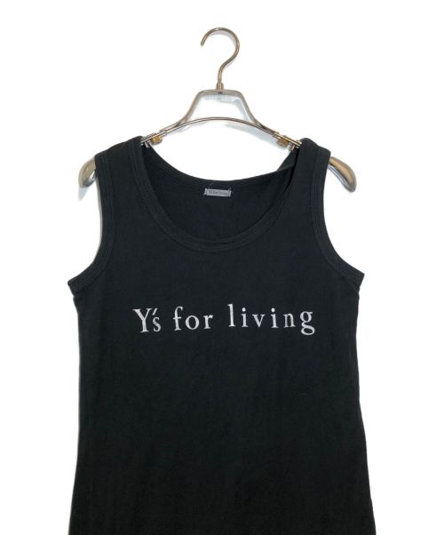 Y's for living（ワイズフォーリビング）Y's for living (ワイズフォーリビング) ロゴプリントノースリーブワンピース ブラック サイズ:表記無しの古着・服飾アイテム