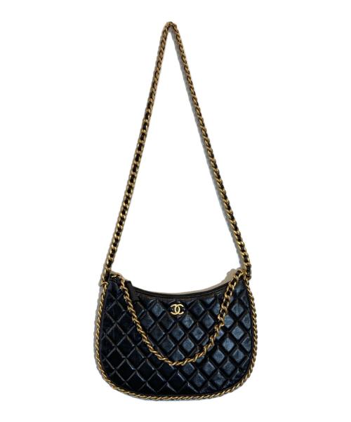 CHANEL（シャネル）CHANEL (シャネル) ラージホーボーバッグ ブラック×ゴールドの古着・服飾アイテム