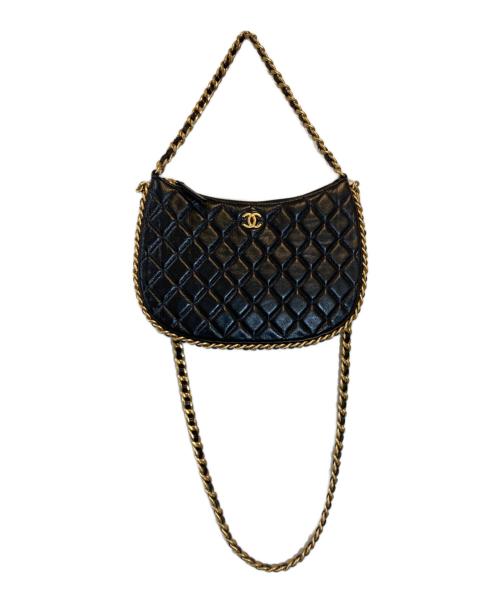 CHANEL（シャネル）CHANEL (シャネル) ラージホーボーバッグ ブラック×ゴールドの古着・服飾アイテム